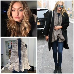 H Brand Faux Fur Vest in Gray and Cream